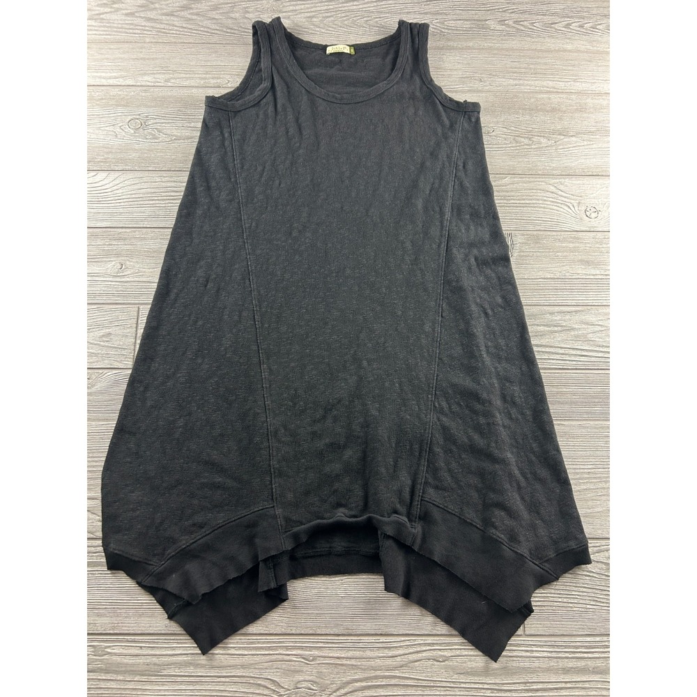 Chalet Black Sleeveless Dress Womens Small Lagenlook Asymmetrical Hem Shift